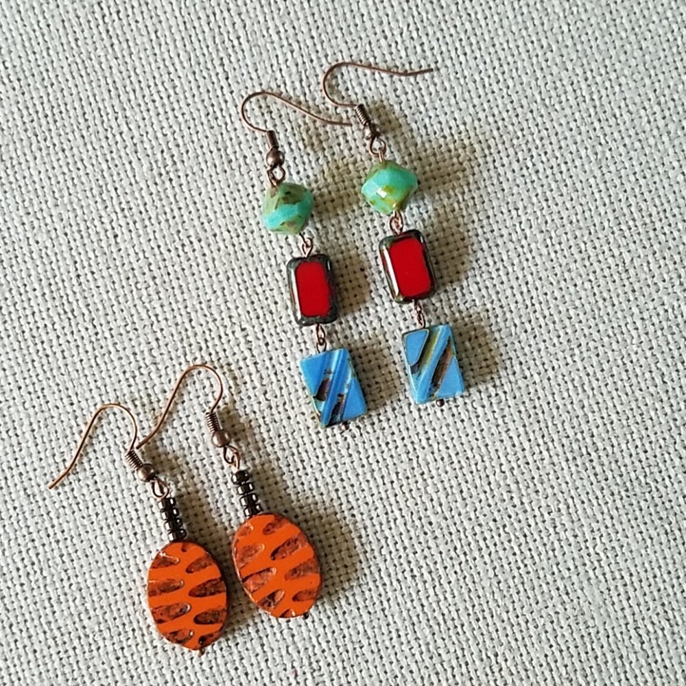 Two pairs of handcrafted earrings